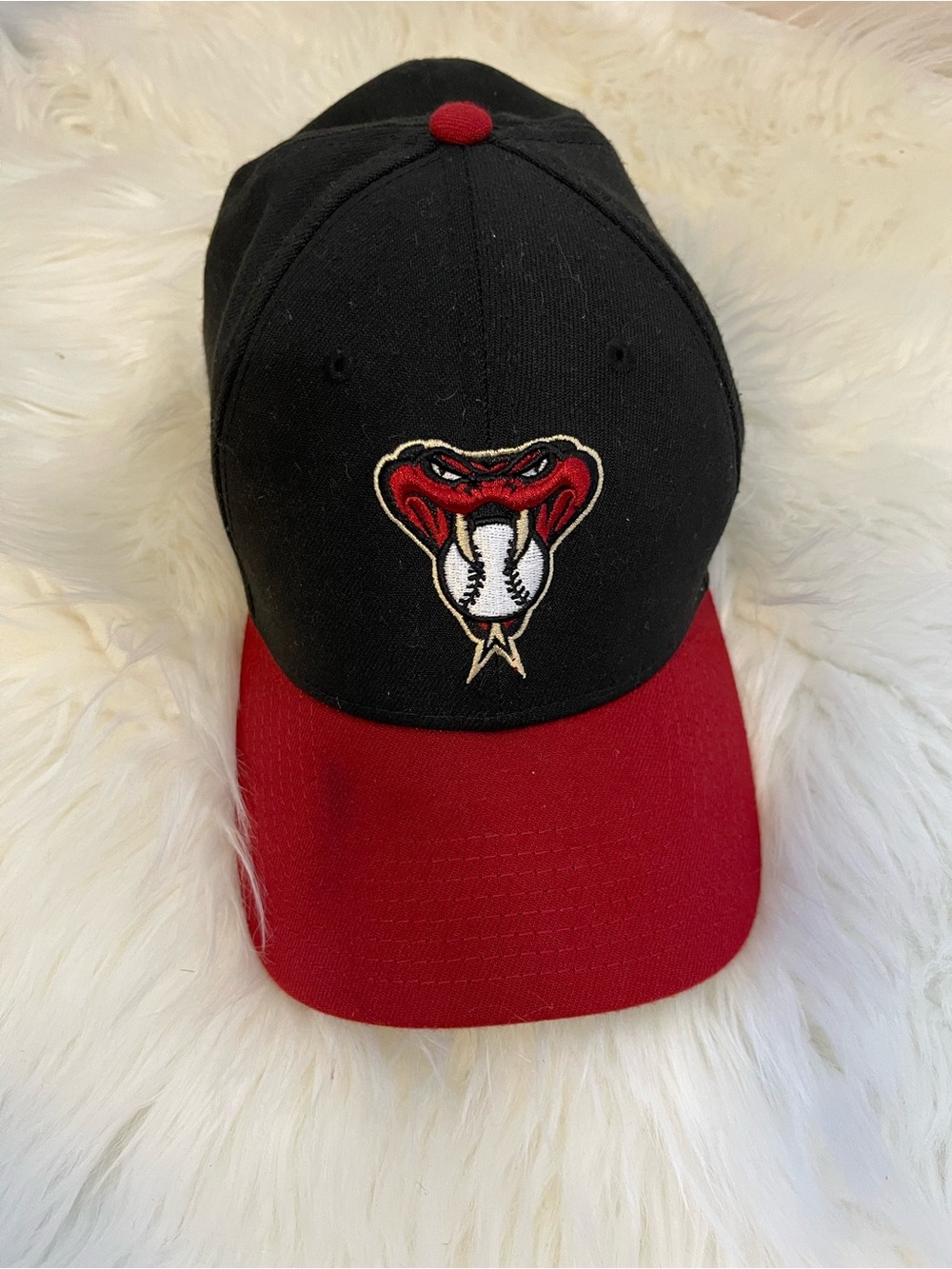 New Era Black and Red Baseball Cap with Snake Logo